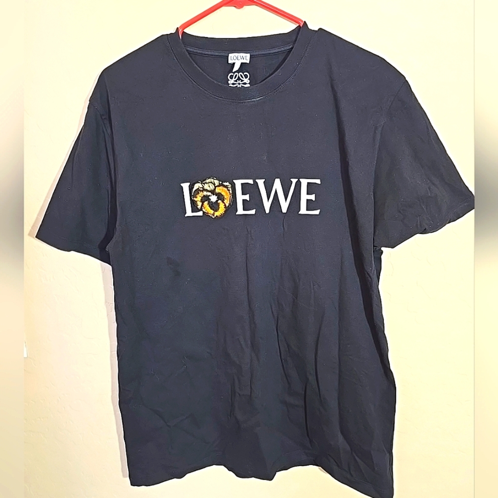 Loewe Pansy Black Logo T-Shirt for Men Size M